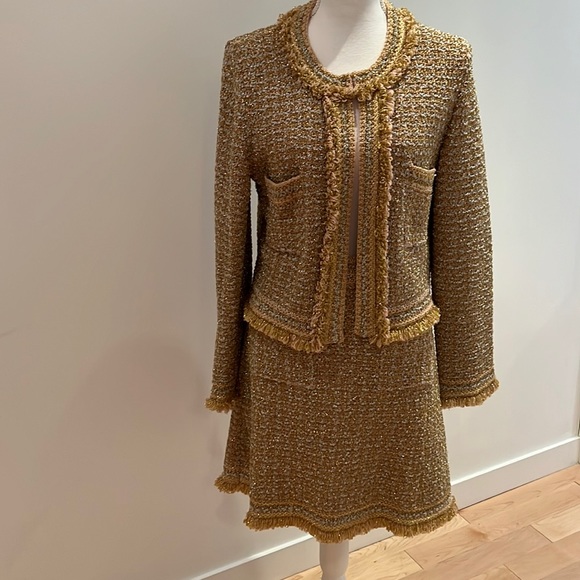 M by Missoni Jackets & Blazers - M Missoni Gold Silver Glitter Knit Skirt Suit Size 44
